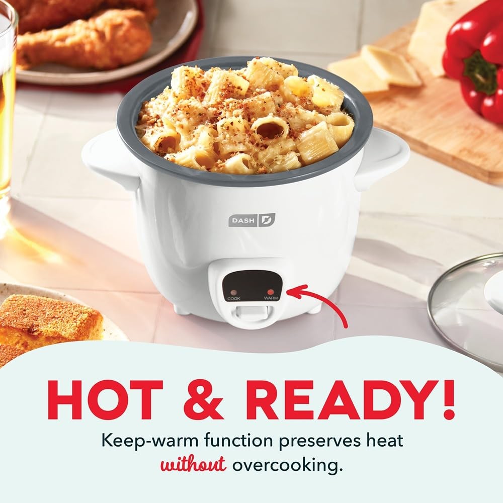 Dash Mini Ceramic Rice Cooker - Designed for Single-Serve WHITE CERAMIC