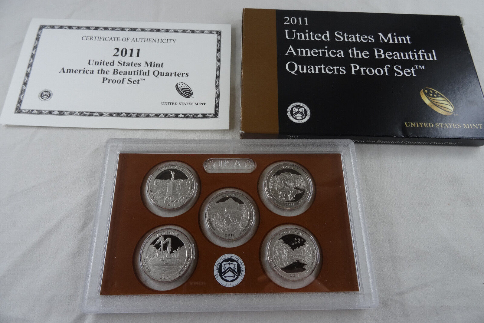 2011-S US Mint Quarter Proof Set America the Beautiful ATB 5 Coins Box COA OGP