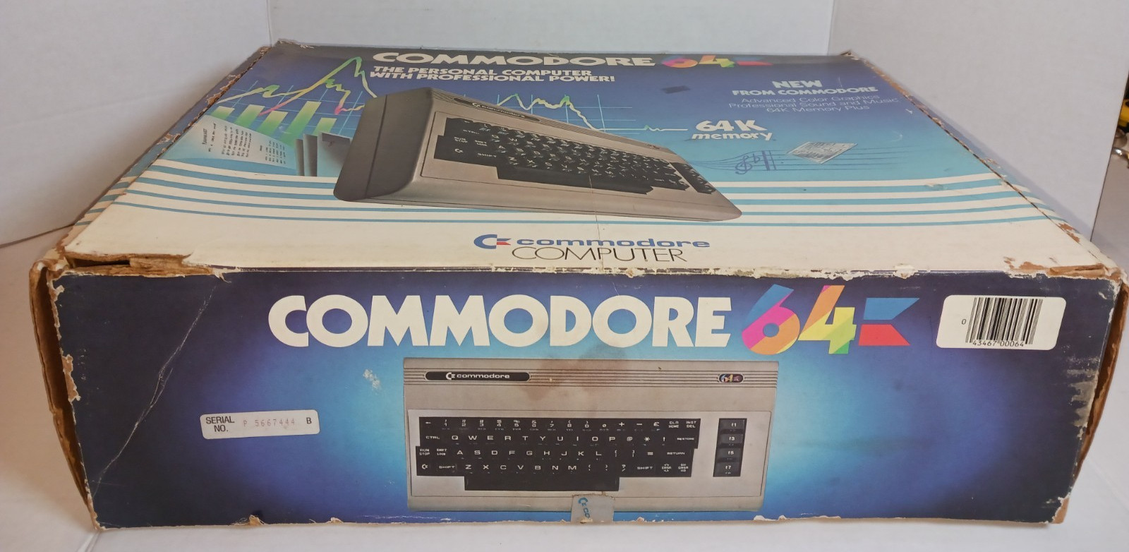 Vintage Commodore 64 Computer With Original Box and Power Supply Powers On
