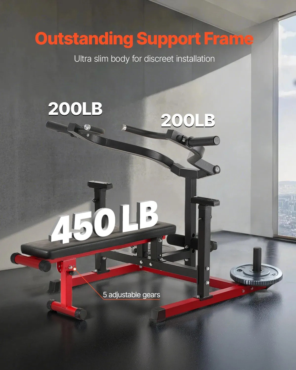 Chest Press Machine, 450 LBS Bench Press Set, Adjustable Flat Incline Bench wit