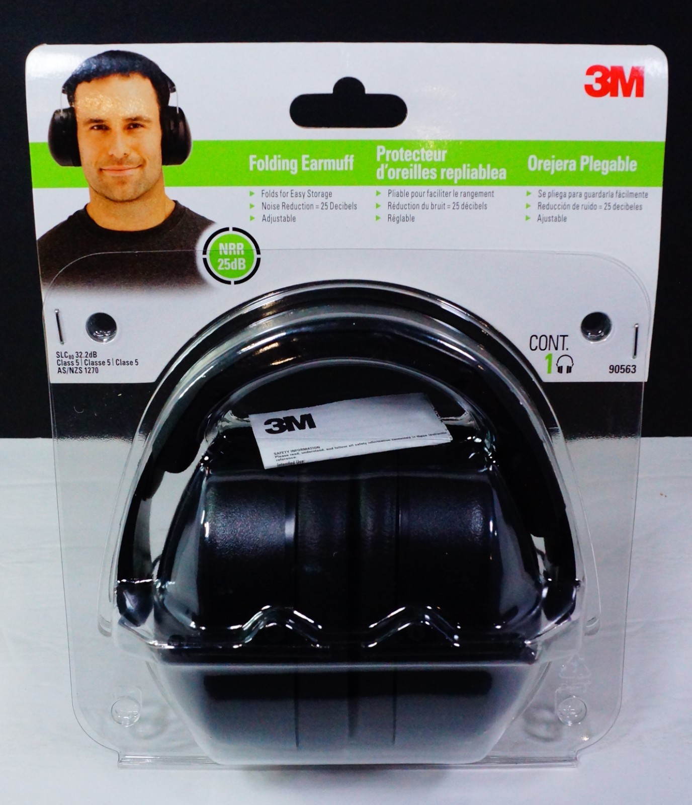 3M Lawn & Garden Folding Earmuff, Hearing Protection, 90563, Black