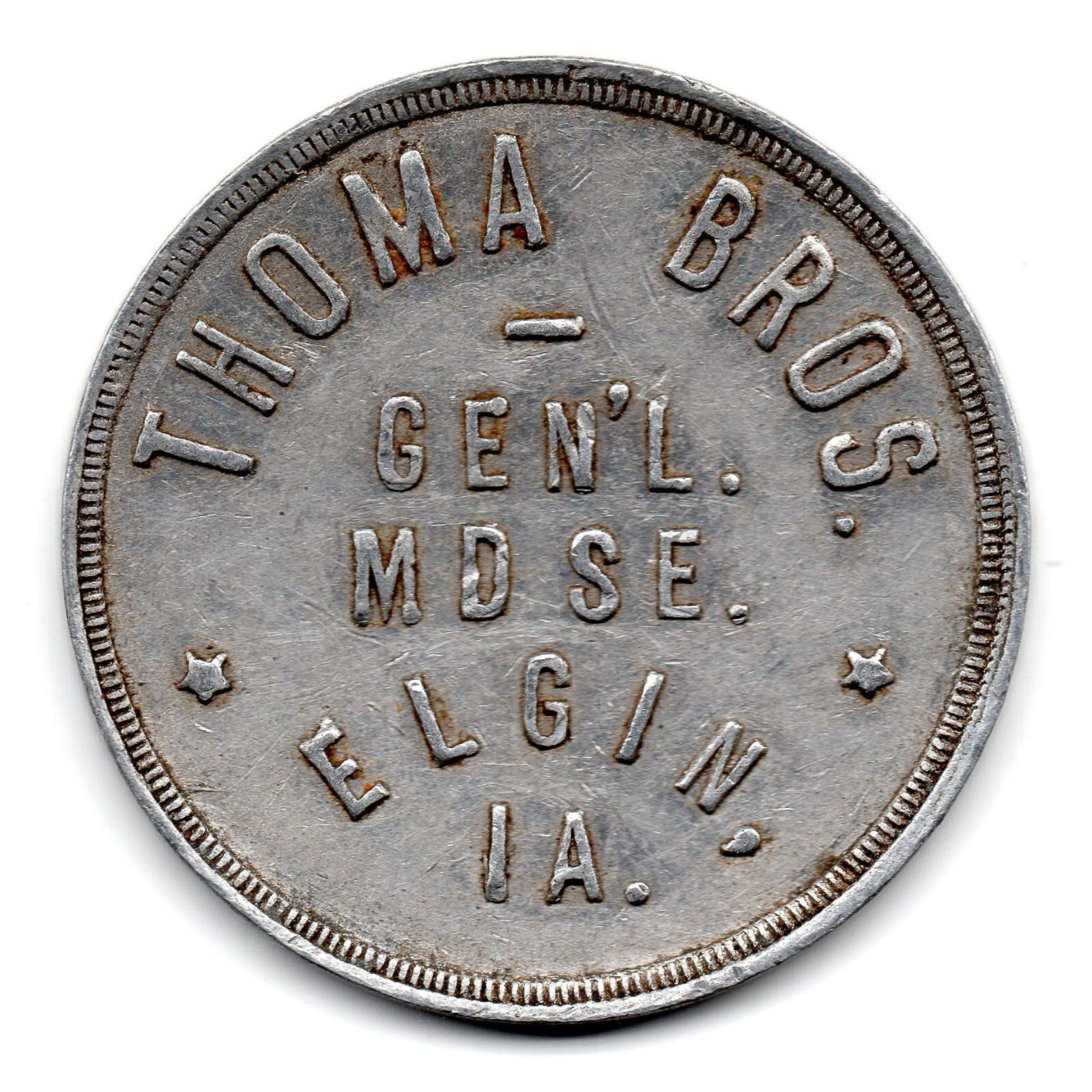 THOMA BROS. GEN’L. MDSE. • GOOD FOR $1.00 IN TRADE • ELGIN, IA. • TC-253306