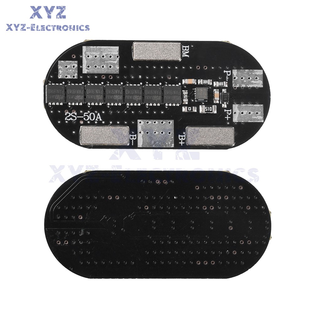 2S 50A 3.7V Li-ion Battery Protection Board Balanced for 21700 High-Power Fan