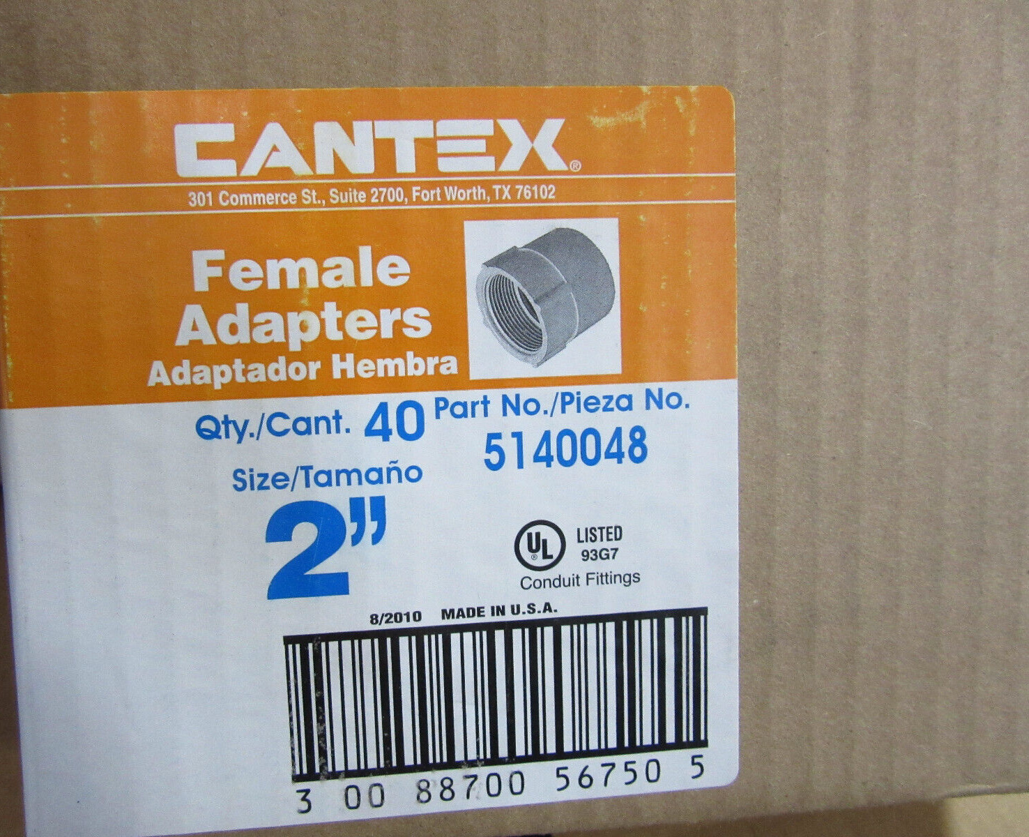 (50) Cantex 078086, 1" PVC Terminal Adapters Made in USA New in Factory Box