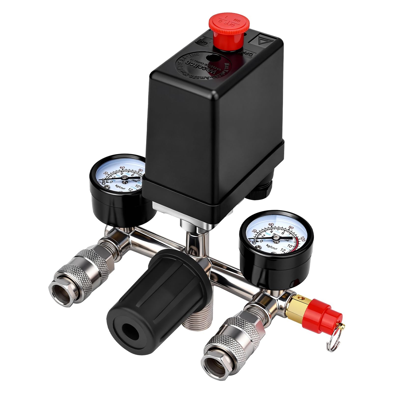 Uddick Air Compressor Pressure Control Switch with Gauge Regulator Black