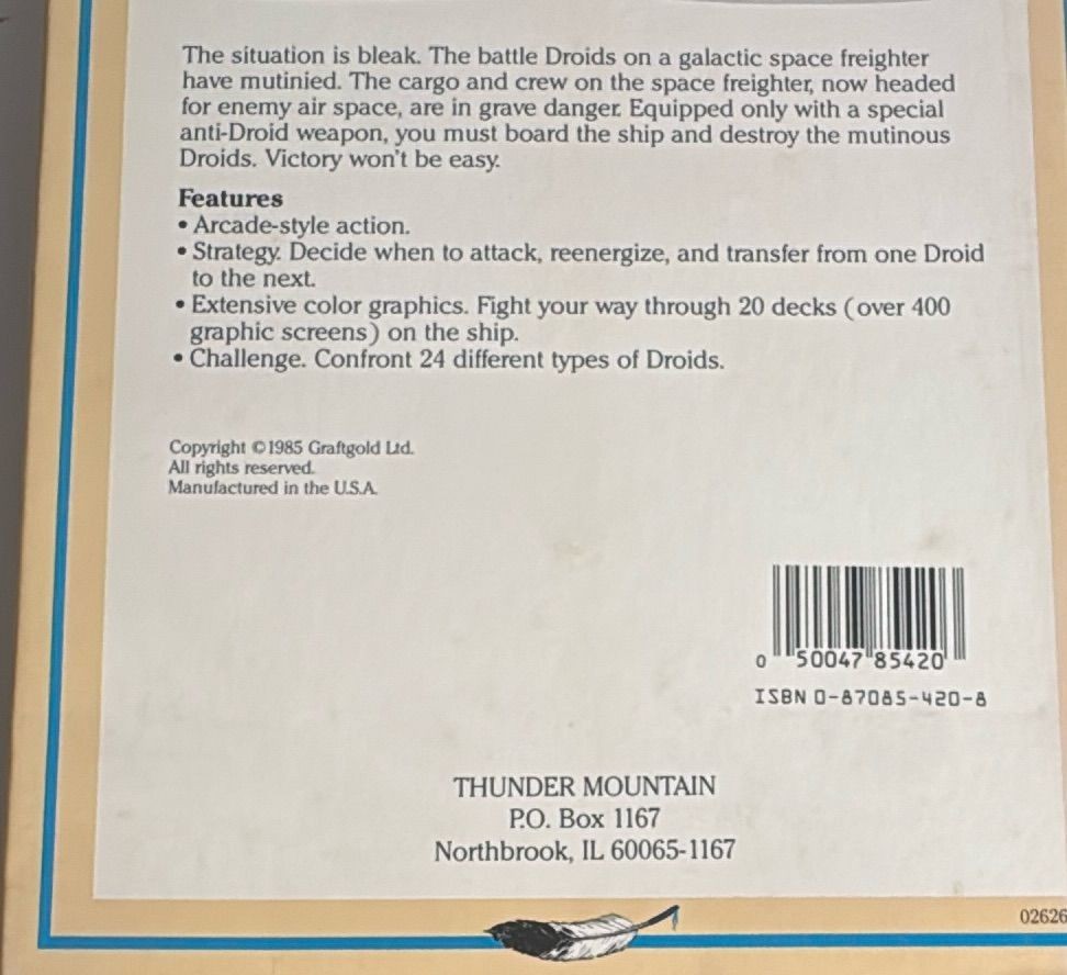 Paradroid Commodore 64 128 Thunder Mountain Boxed Complete Vintage Game 1985