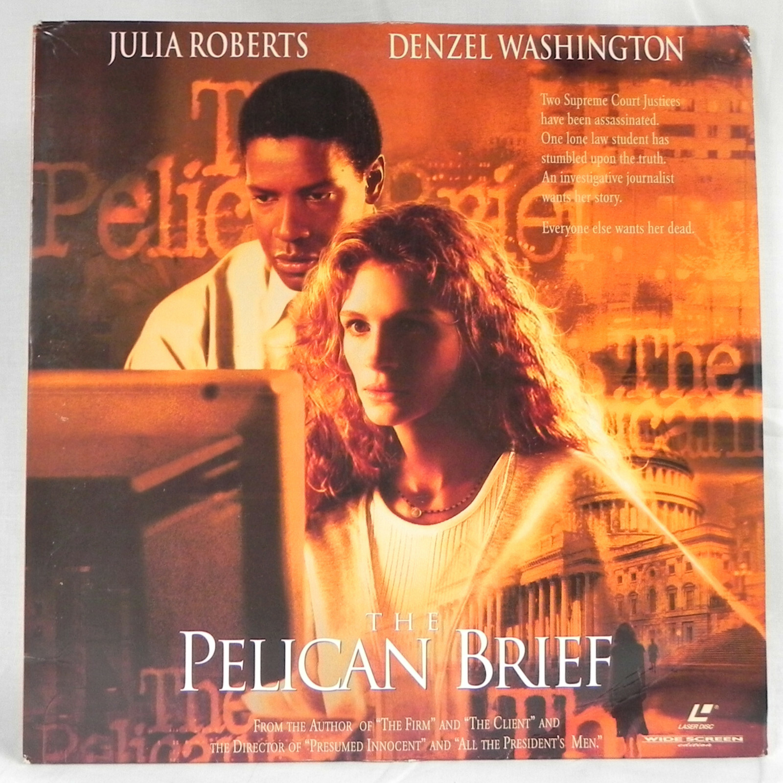 "The Pelican Brief" LaserDisc, Wide Screen, 1993 Movie Roberts Washington