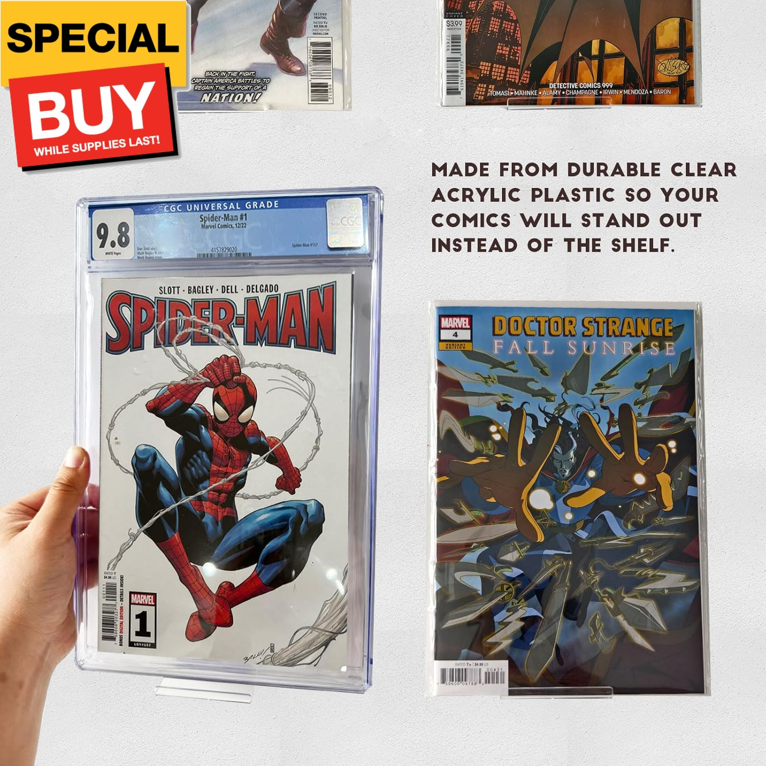 12pcs Clear Floating Comic Book Display Shelves, Comic Book Shelf Stand Wall Mou
