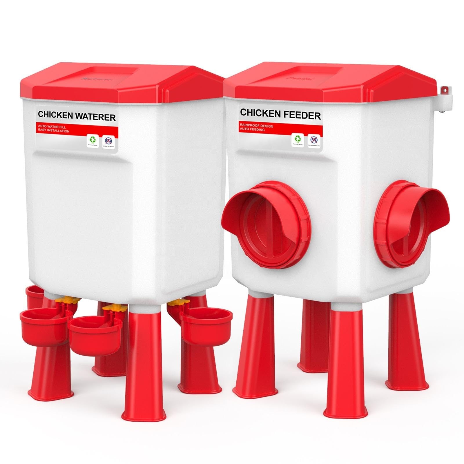 Juego de comedero y bebedero automático para pollos (4 cubos/2-3 galones)