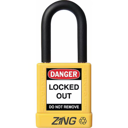 Zing 7039 Lockout Padlock, Keyed Alike, Aluminum, Yellow, 1 1/2 In Shackle