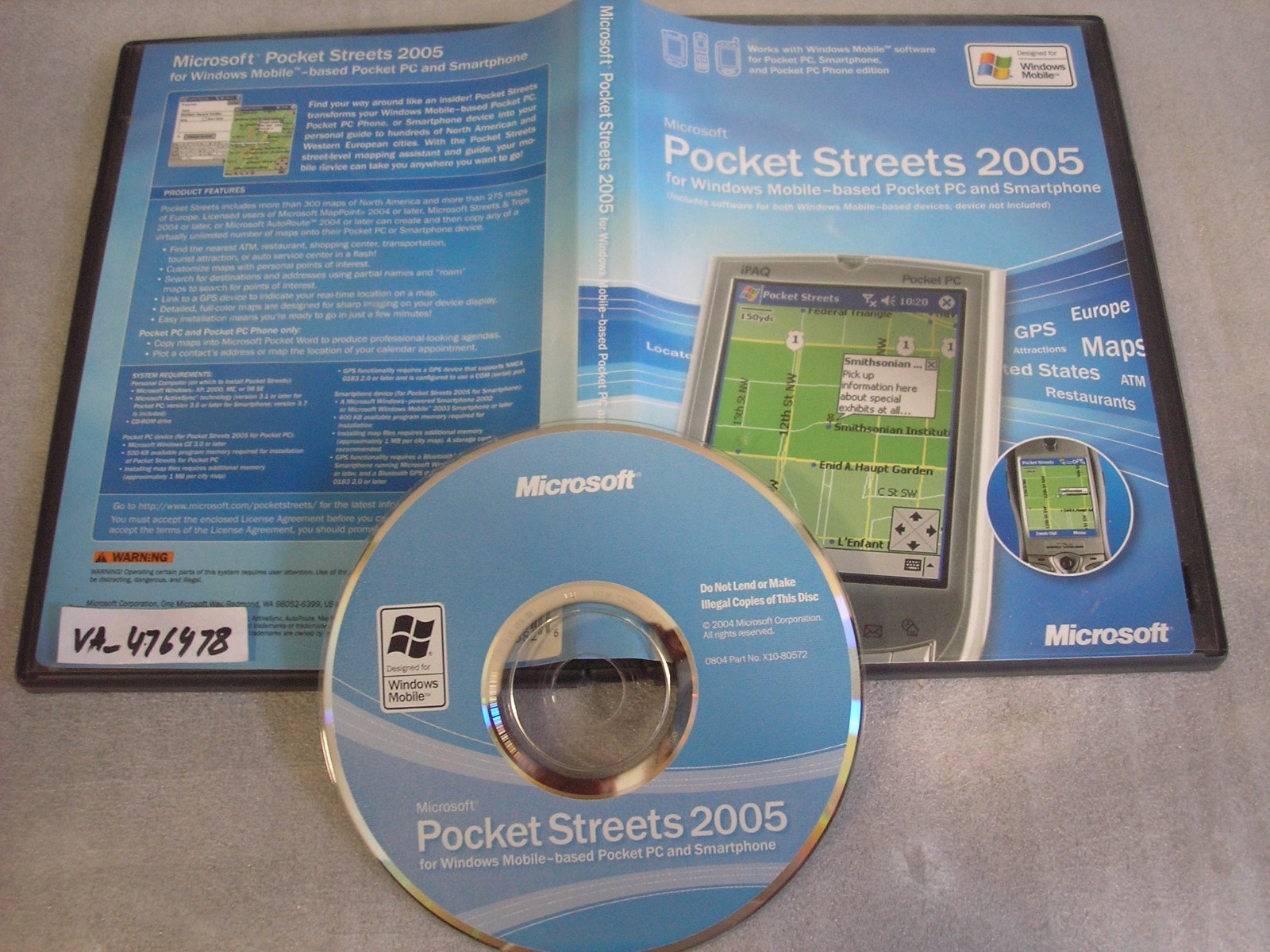 Microsoft POCKET Streets 2005 FOR Windows PC & SMATPHONNE Software (CD) =NEW=