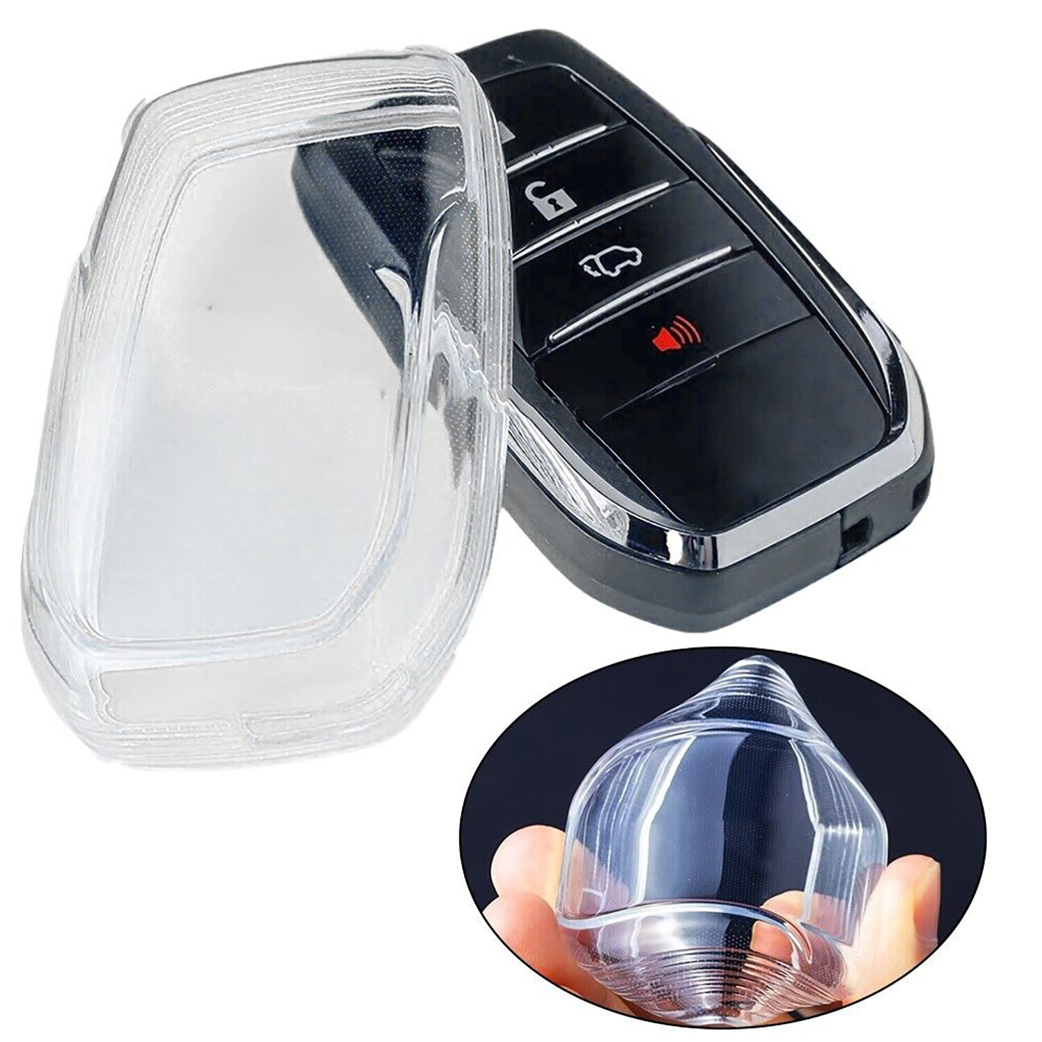 Transparent Car Key Fob Cover Case For Toyota Corolla RAV4 Mirai Hilux Tundra