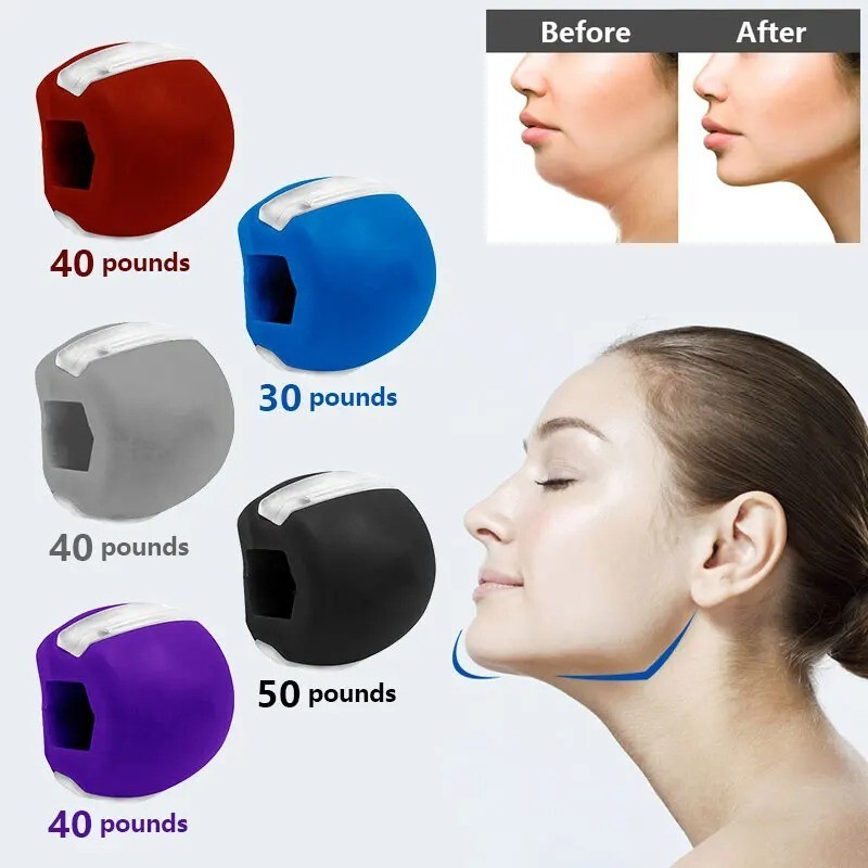 5PCS Jawline Exerciser Mouth Exercise Fitness Ball Neck Face Jaw Trainer Toning