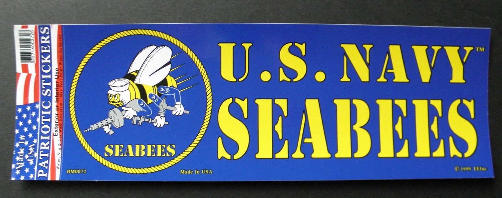US Navy Seabees Seabee Bumper Sticker USN made in the USA 9.75 x 3.5 inches
