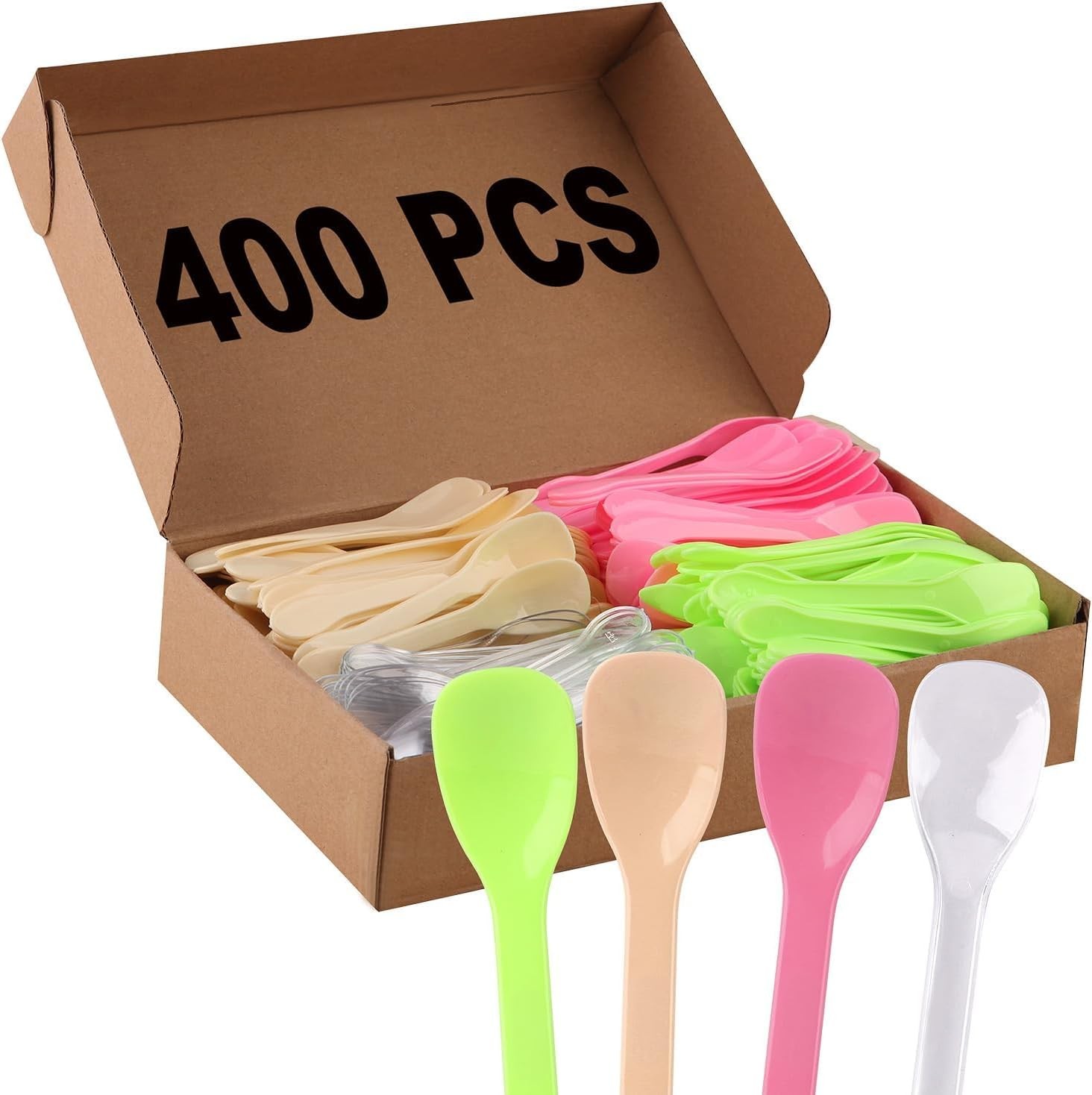Disposable Dert Spoons for Tasting, Plastic Mini Ice Cre Sple