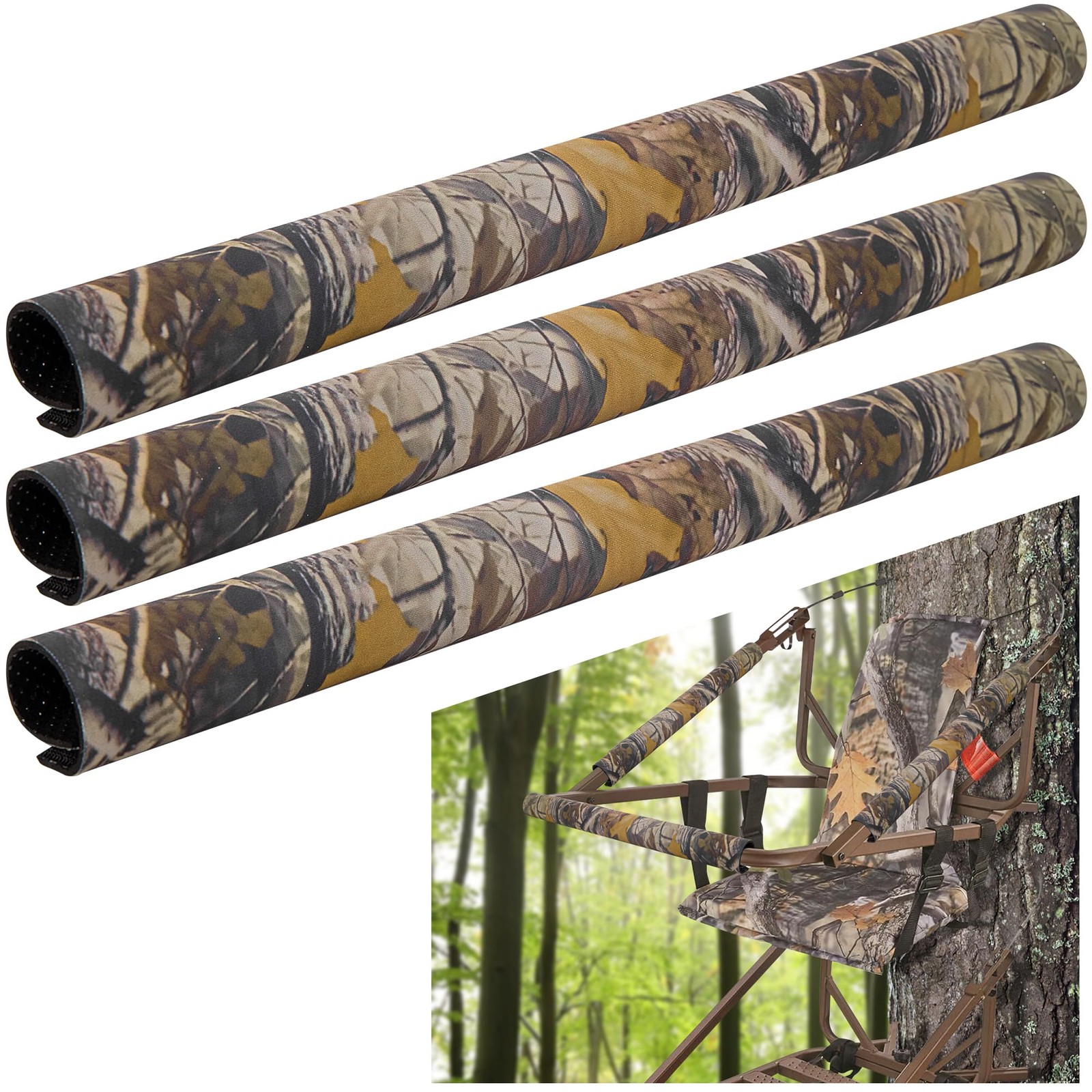 Adnee 3 Pcs Tree Stand Rail Pads - 19.6"x5.3" Waterproof Camo Treestand 3 PCS