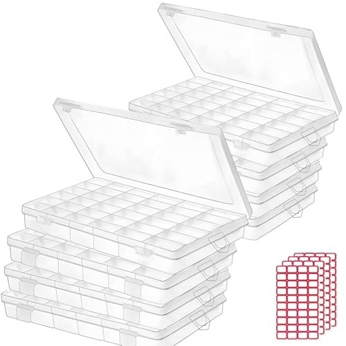 pack 36 Grids Plastic Clear Organizer Box bead Storage Containers with 8
