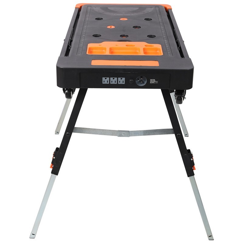 8-in-1 Folding Work Table Portable Workbench with Wheels & US Standard Socket