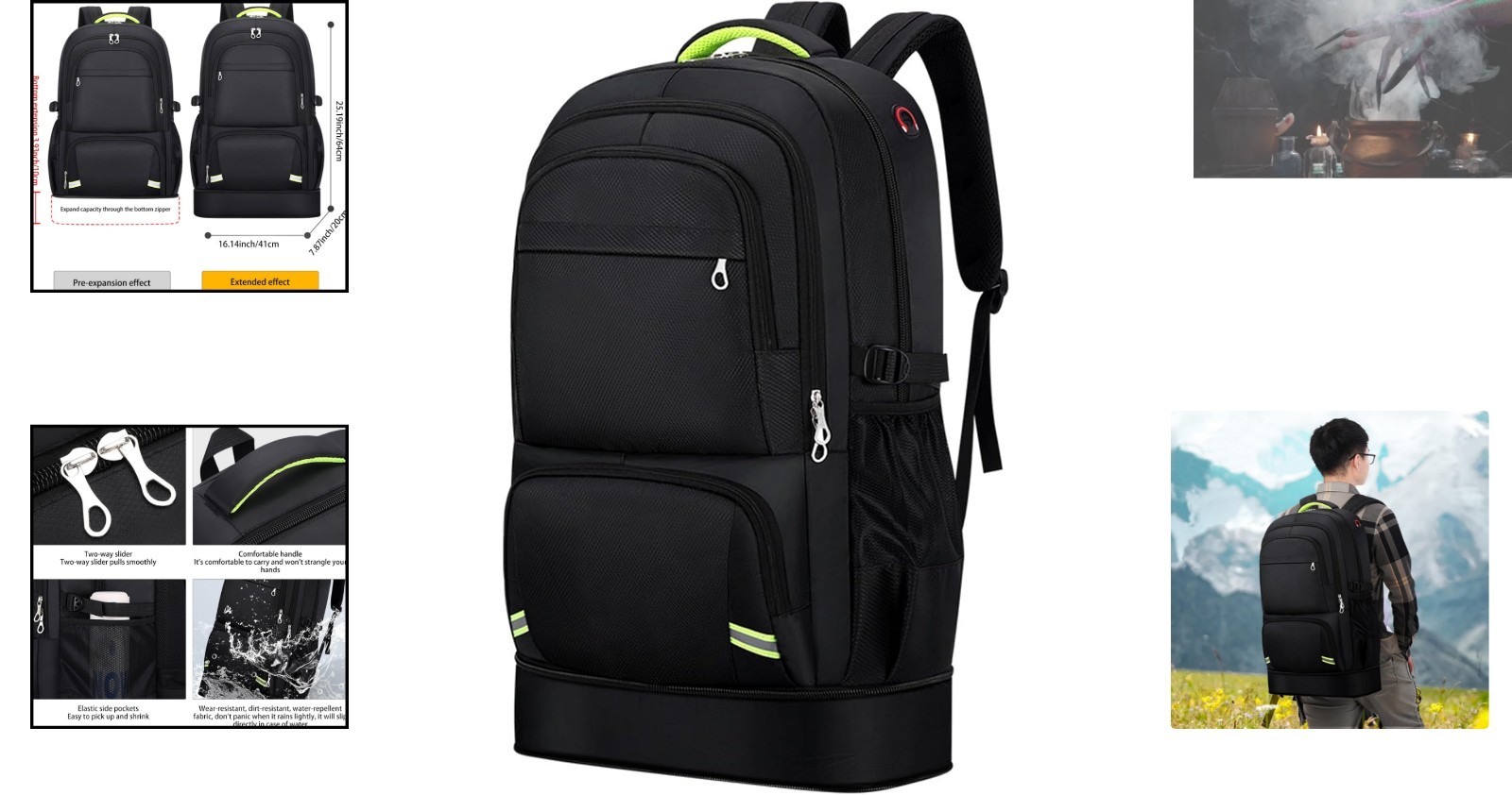 65L Expandable Men’s Daypack - Comfortable Waterproof Backpack for Outdoor Use
