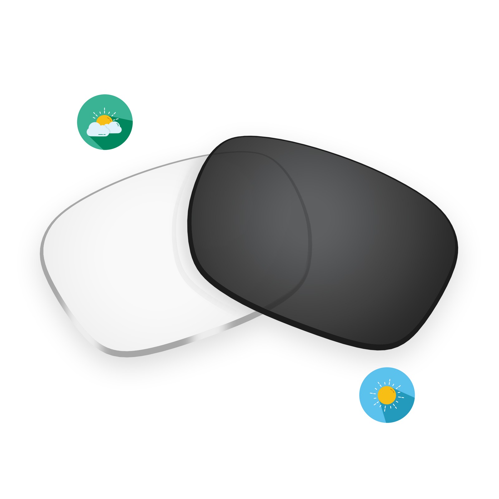 Photochromic Clear Non-Polarized Replacement Lens for Ray-Ban Meta RW4006-50mm