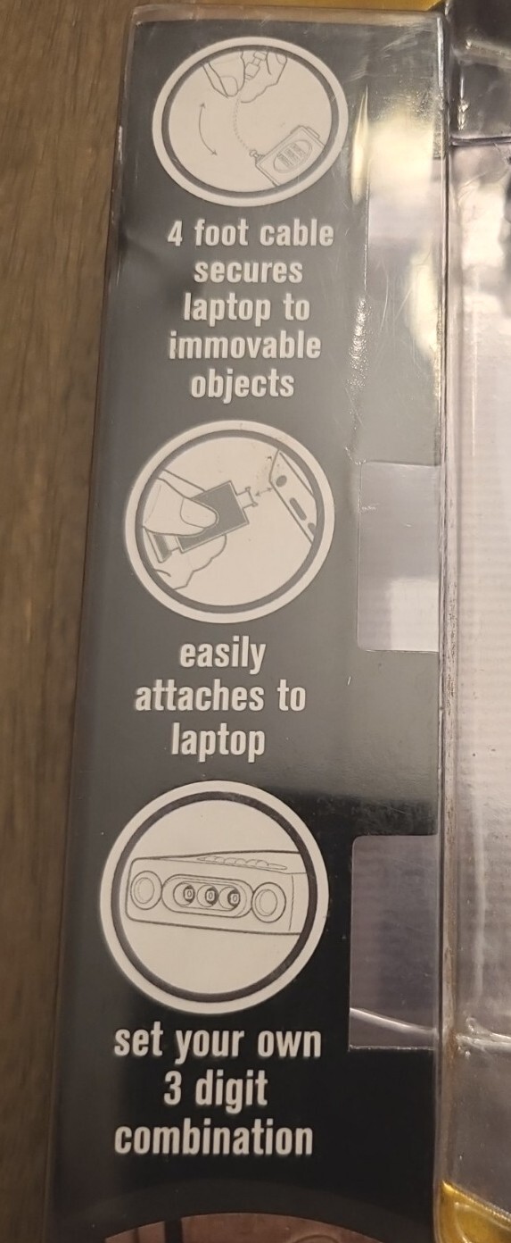 Security DR. Retractable Laptop Lock Clamshell Packaging NEW SEALED Ships FREE