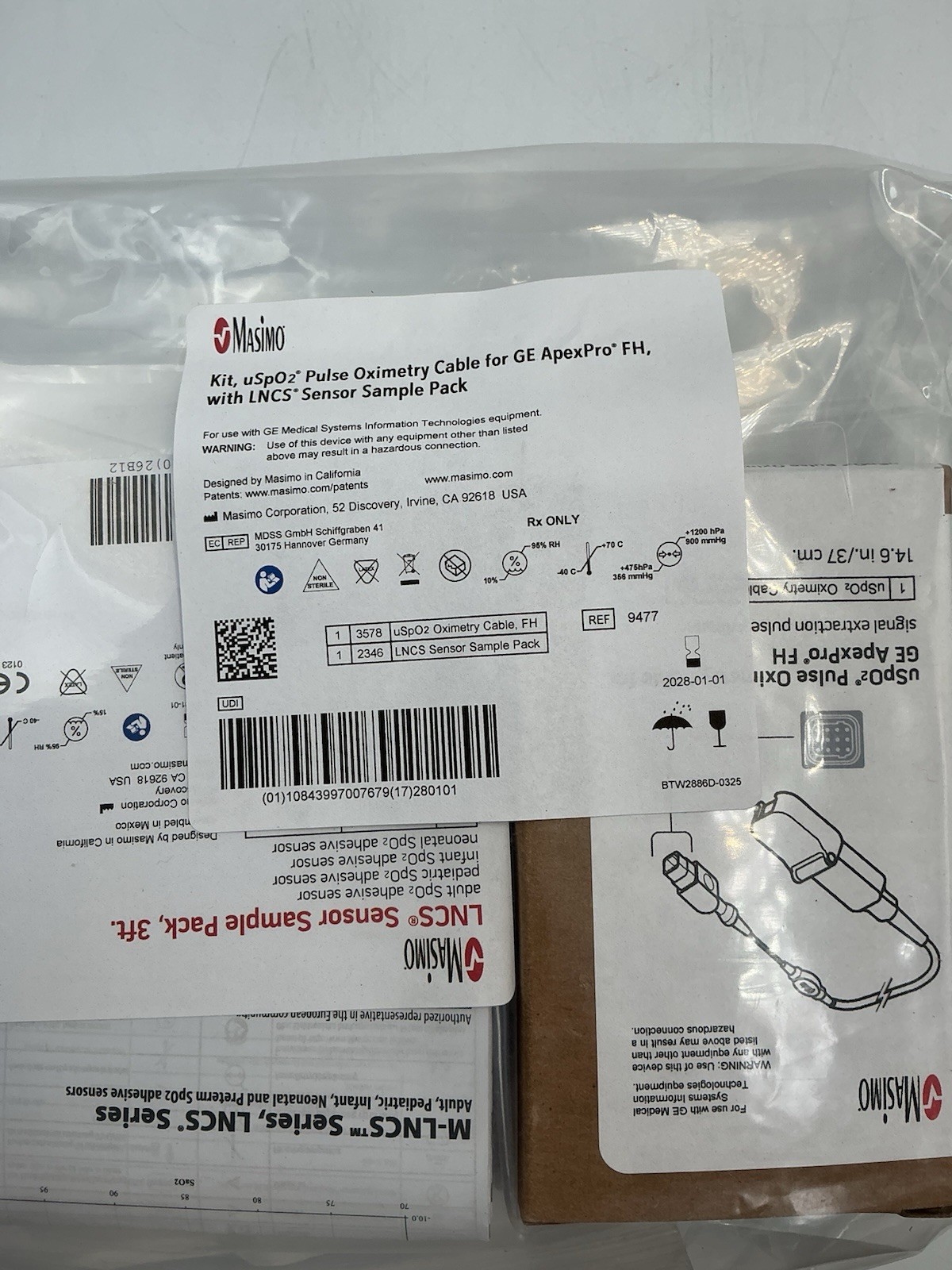 GE uSp02 Cable for ApexPro FH, with LNCS Sensor Sample Pack