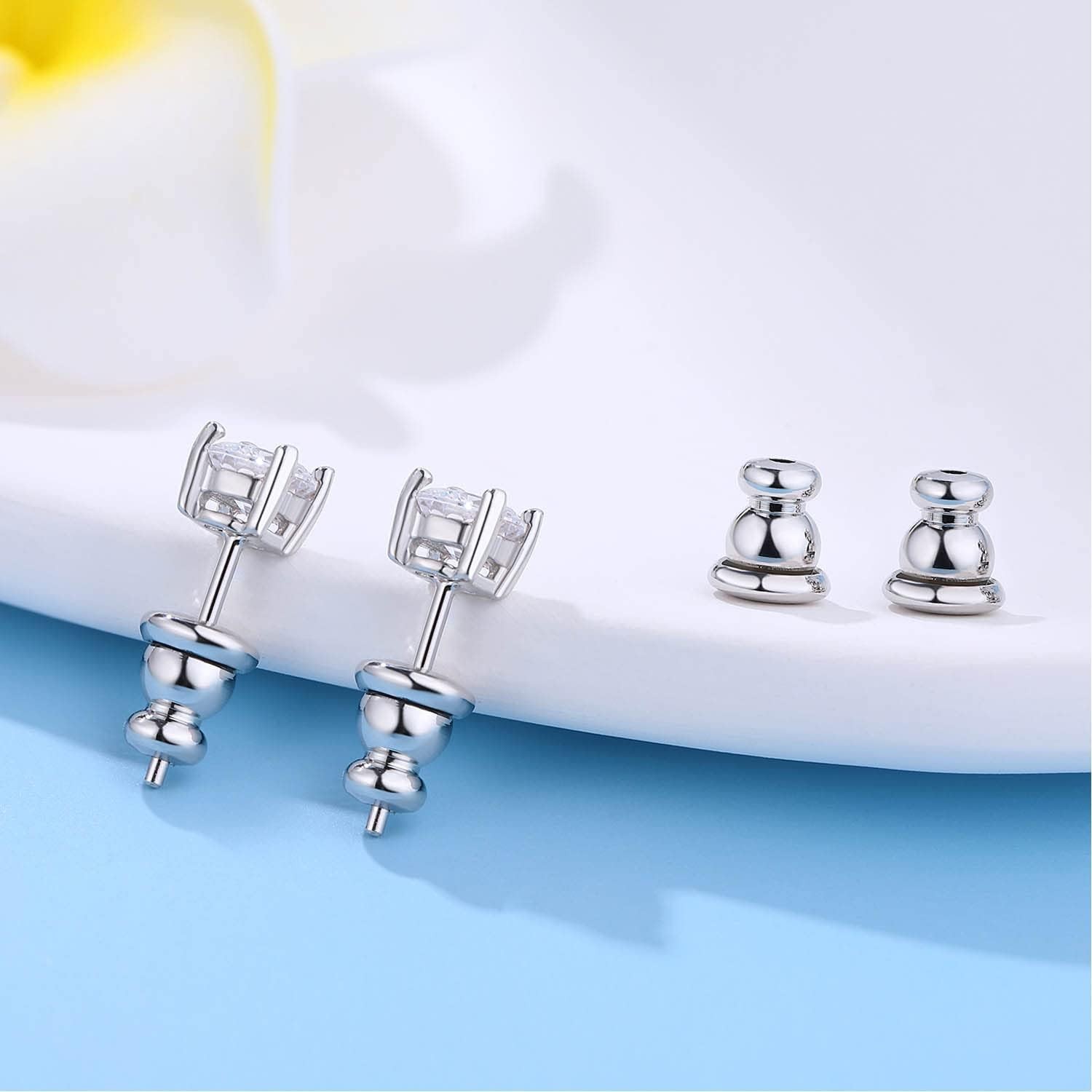 Locking Earring Backs for Studs, Hypoallergenic Silver Bullet 2 Pairs