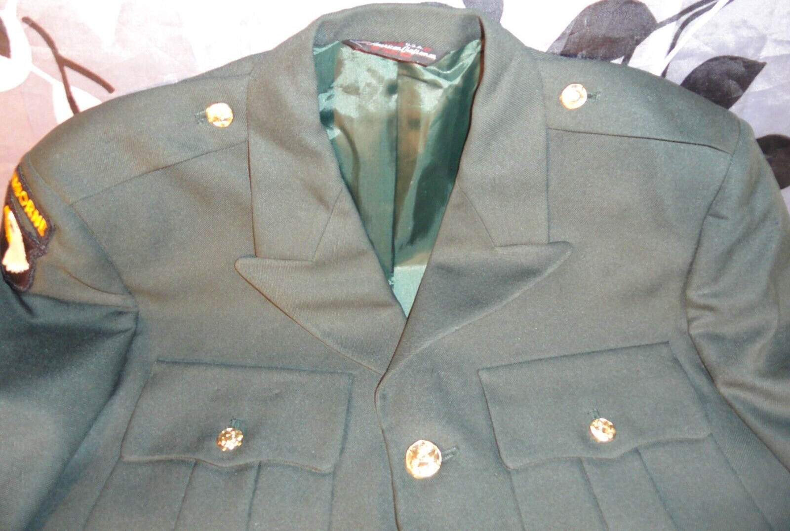 CLASS A DRESS GREEN ARMY UNIFORM JACKET MANS W/ 101ST AIRBORNE UNIT PATCH 41XL