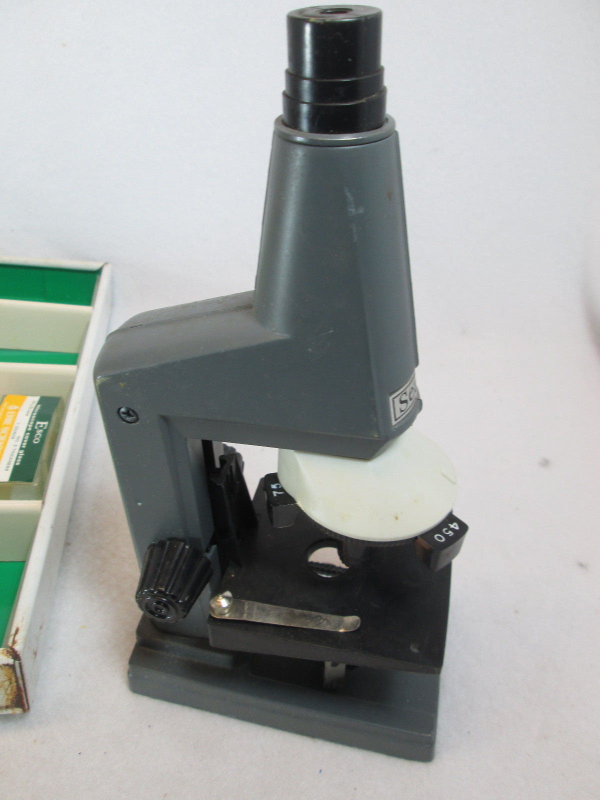Vintage 1960's Sears Microscope Lab w/metal fold out case