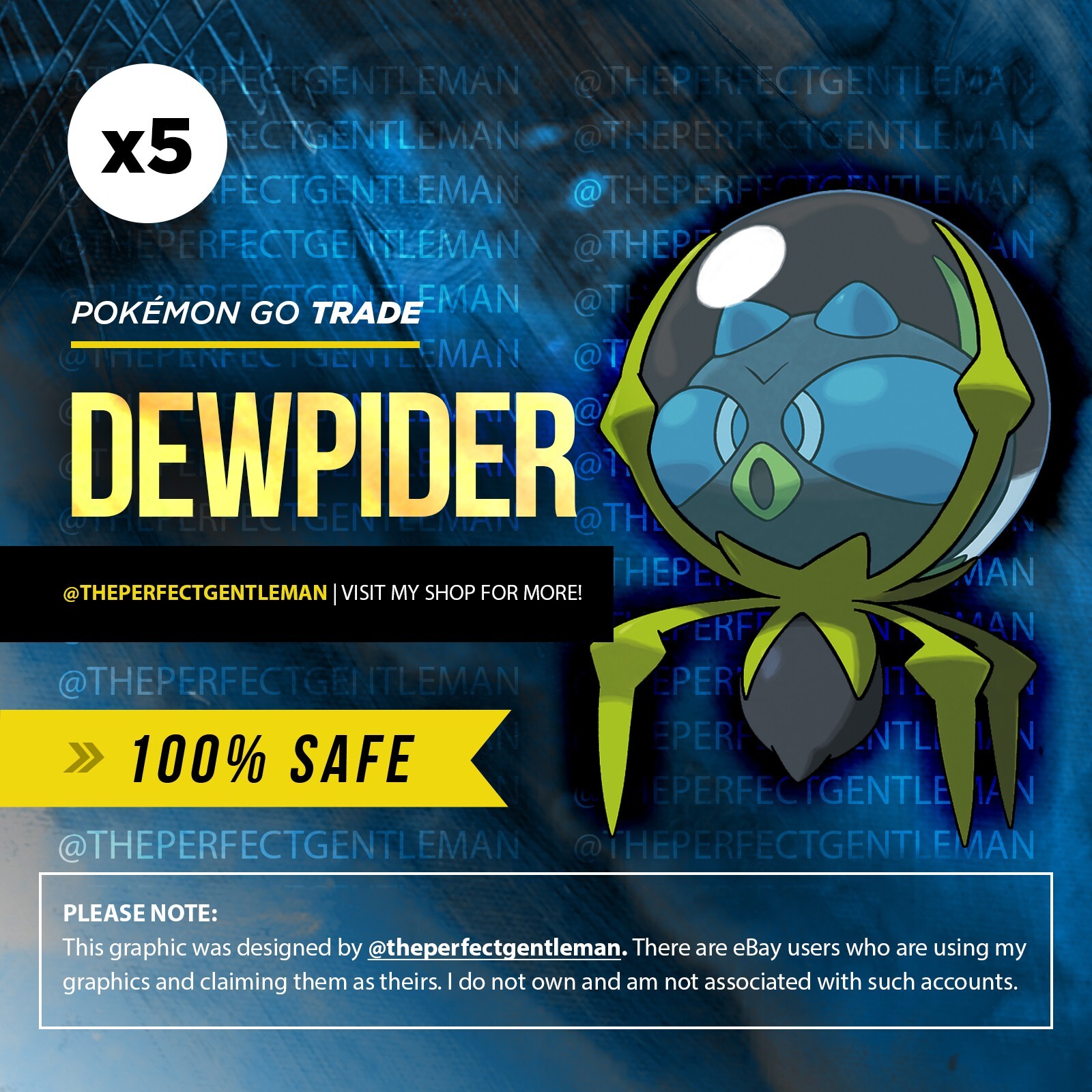 x5 Dewpider - Pokemon Trade GO - #751 Gen 7 Alola