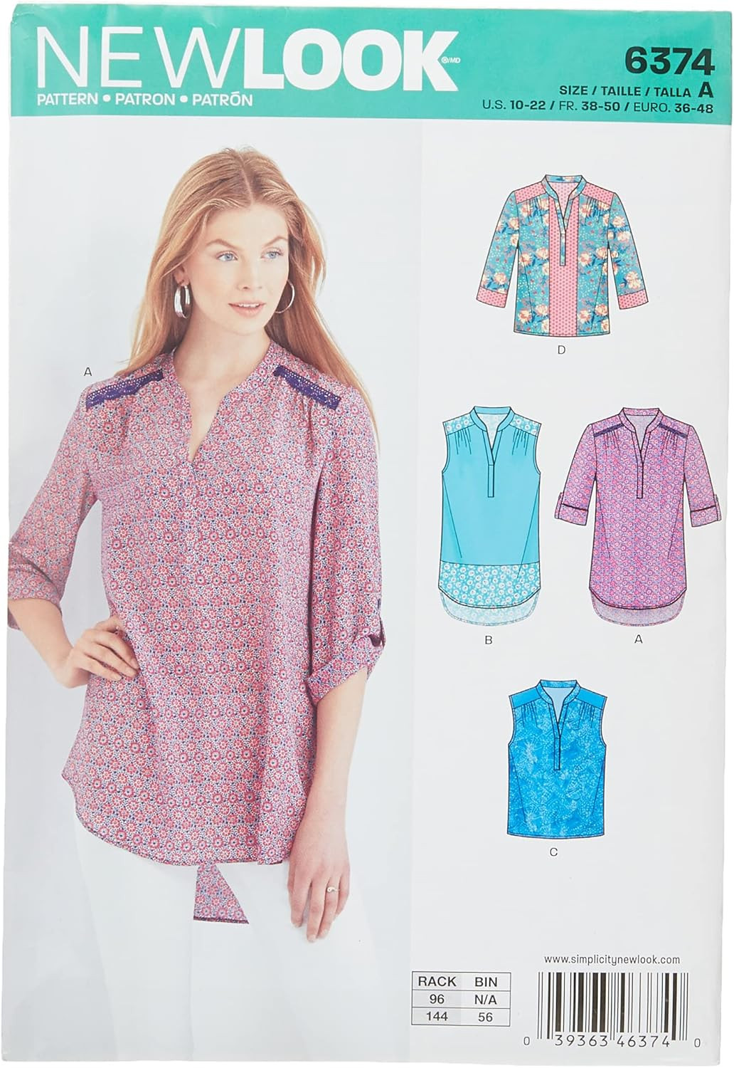 6374 Misses' Shirts with Sleeve and Length Options Sewing Kit, Size a (10-12-14-