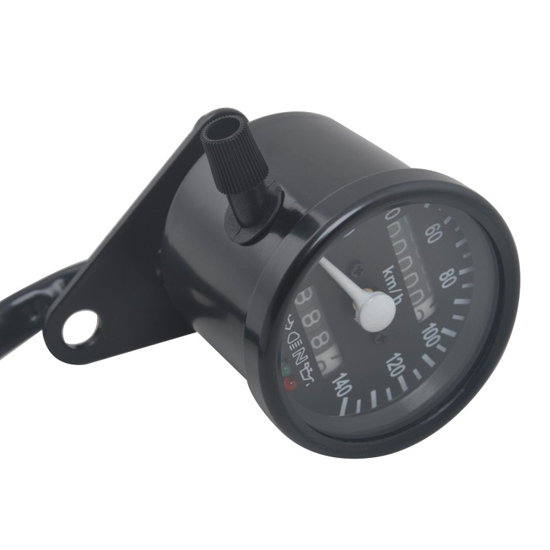 Motorcycle Universal Mini Speedometer Odometer Gauge Indicator Light 12V Black