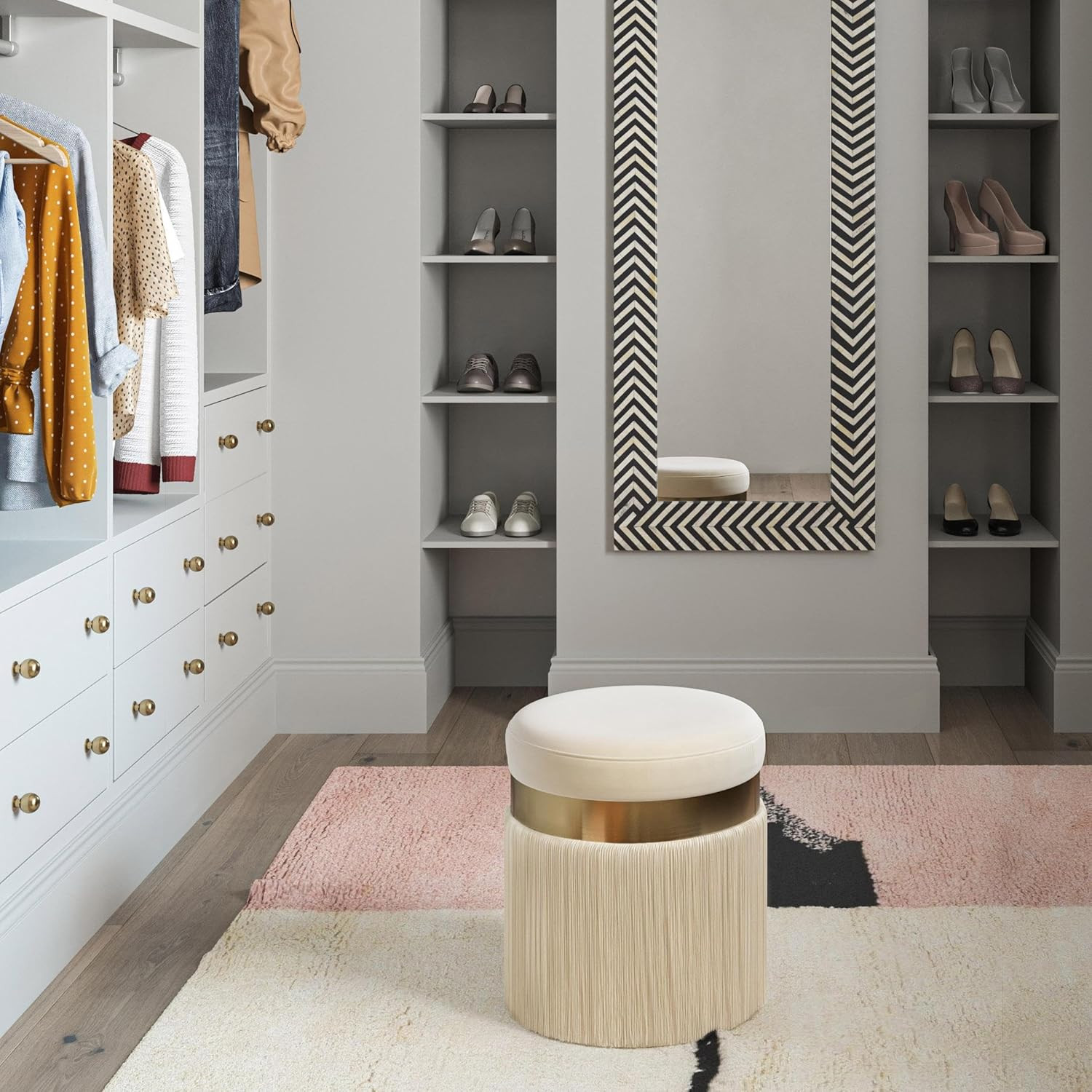 Melody Tasseled Ottoman (Cream)
