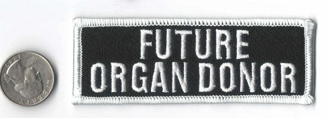 Future Organ Donor Logo Iron On Sew On Embroidered Patch 4" x 1 1/2"