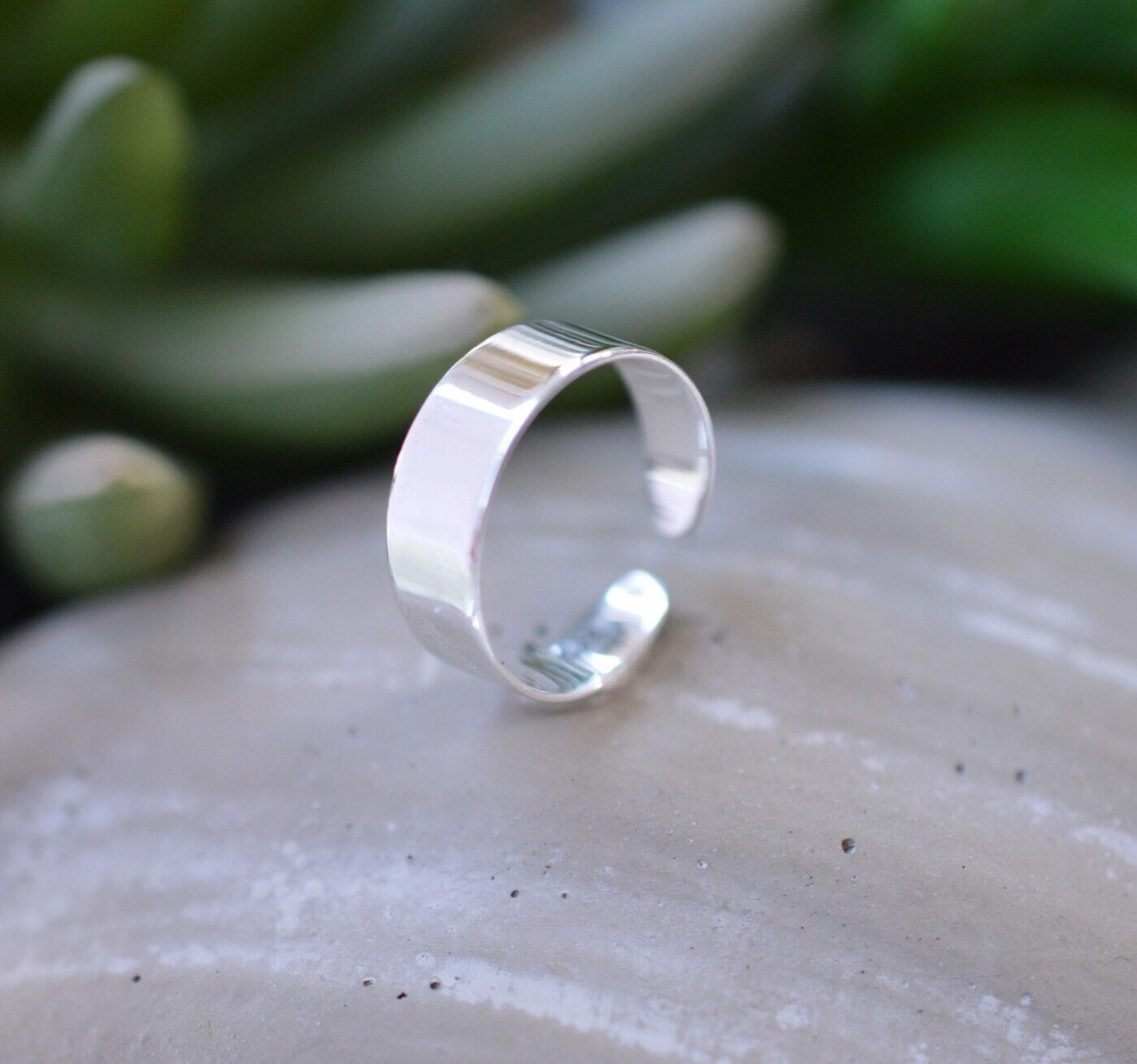 Sterling Silver 925 Adjustable Solid Band Toe Ring  (Sizes 5mm, 4mm, 3mm)