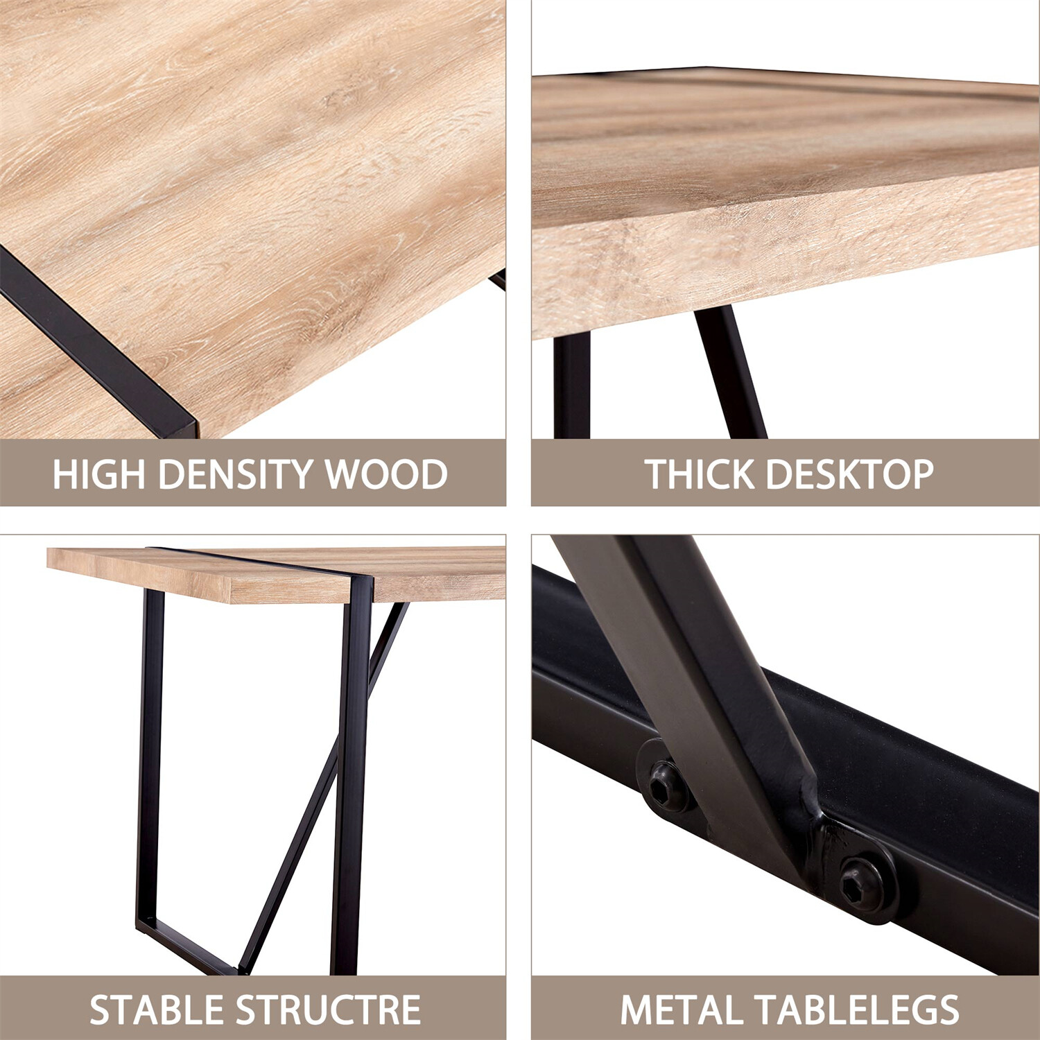 Dining Table Wood Table Kitchen Rectangular Table For 4-6 Person Rustic Brown