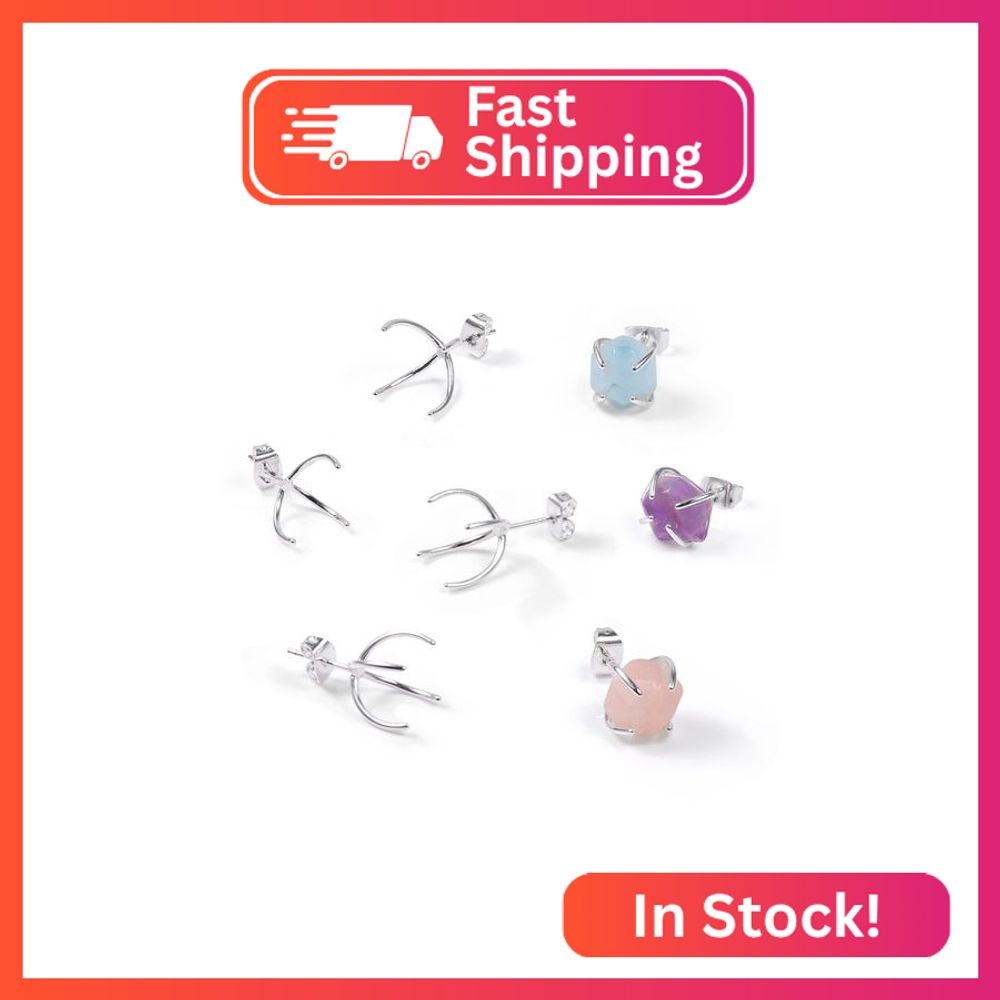 3 Pairs Sterling Silver Stud Post Claw Earring Blanks Handmade Earrings Wire DIY