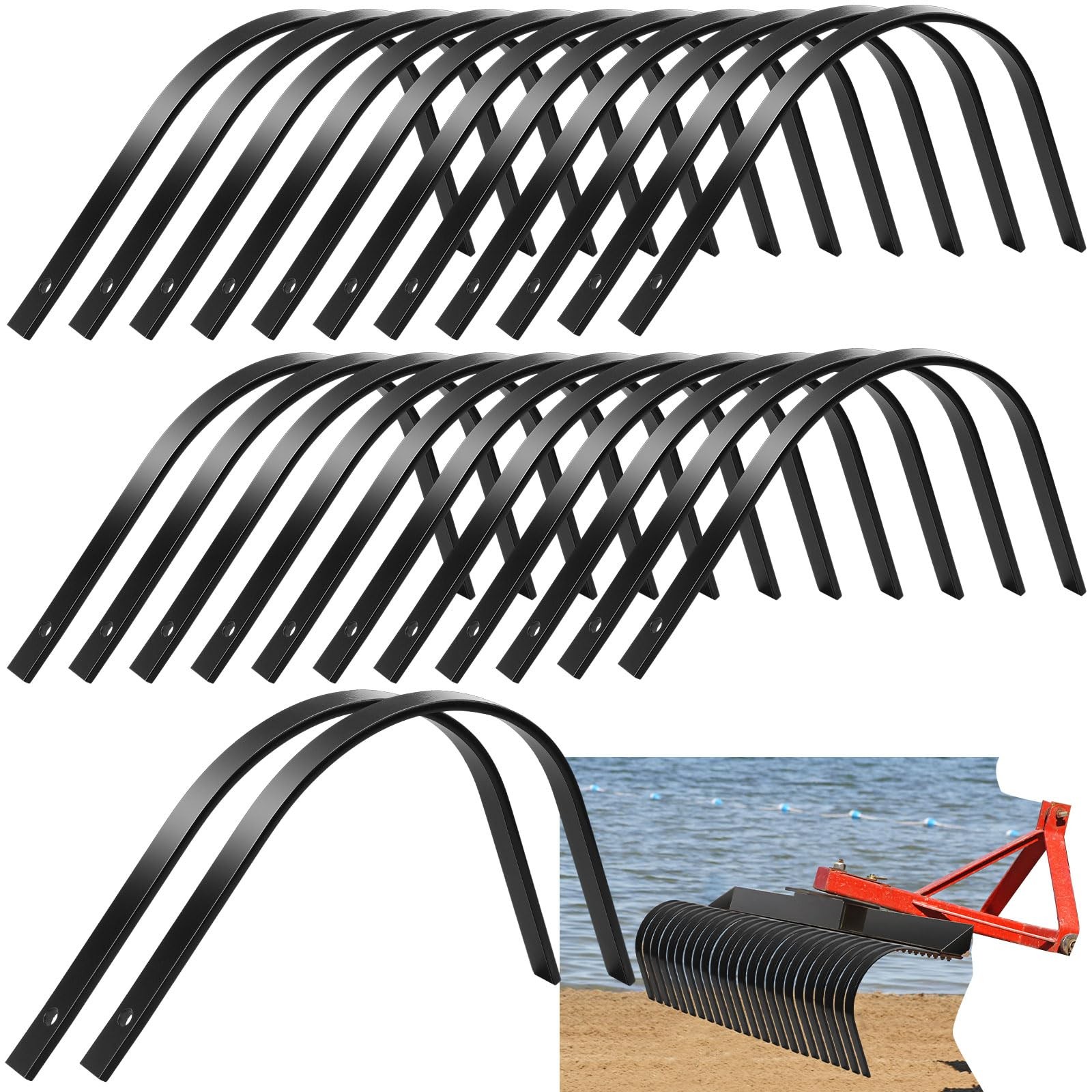 6 Pack Rock Rake Tines 1" x 5/16" One Bolt Mount Replacement for Landscape Ra...