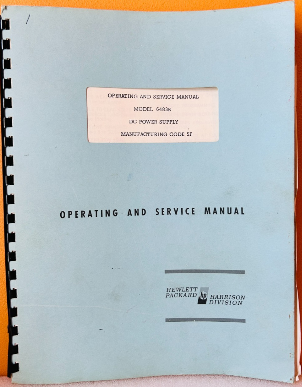 HP Model 6483A DC Power Supply Operating & Service Manual.