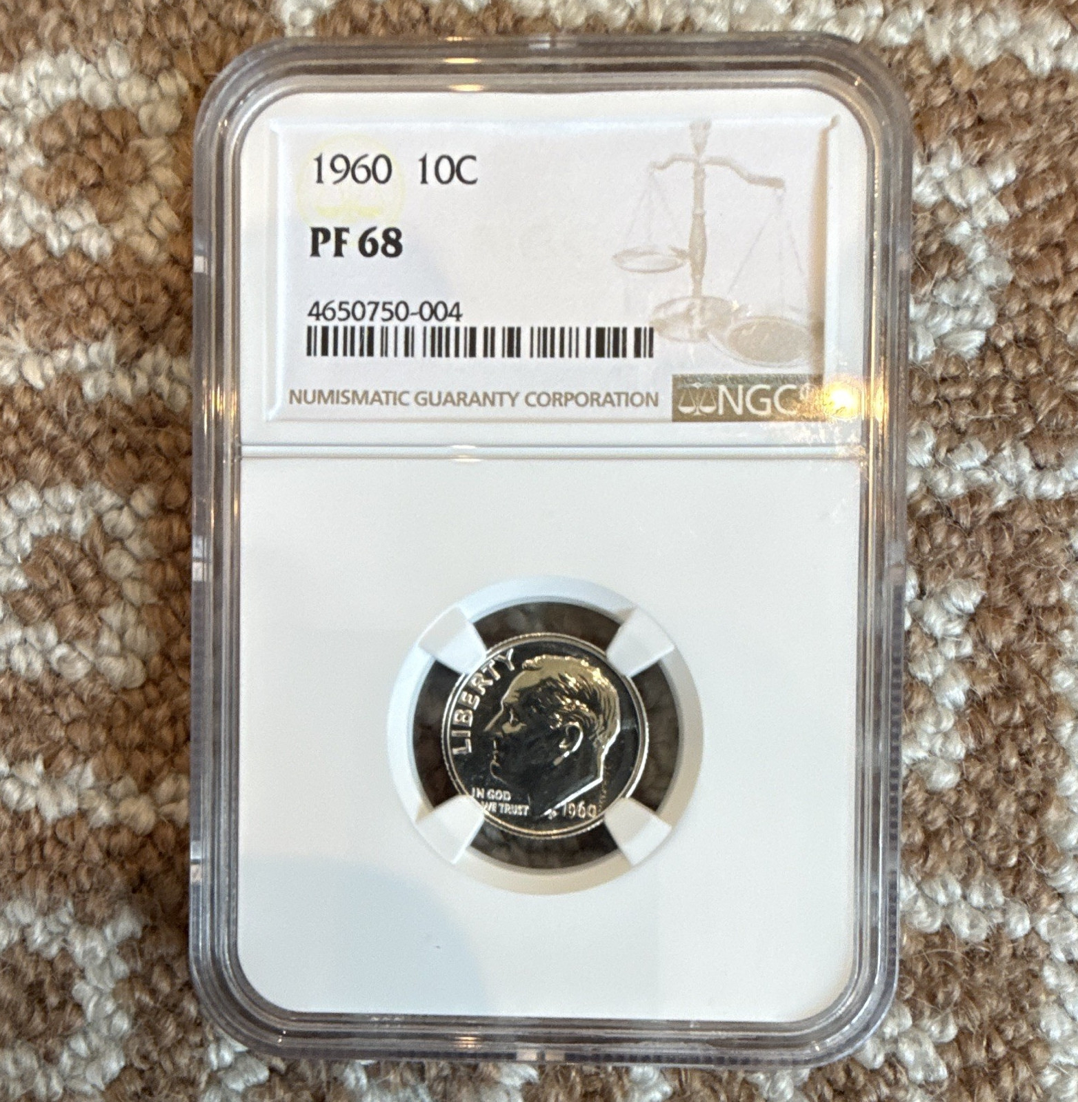 1960 Roosevelt Dime 10C Silver Proof NGC PF68 Certified Coin