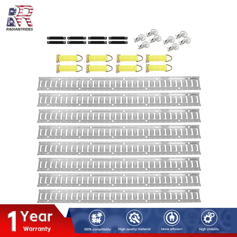 32 Piece 5' Galvanized E Track Rail Set Silver Finish Fit For Enclosed Trailers