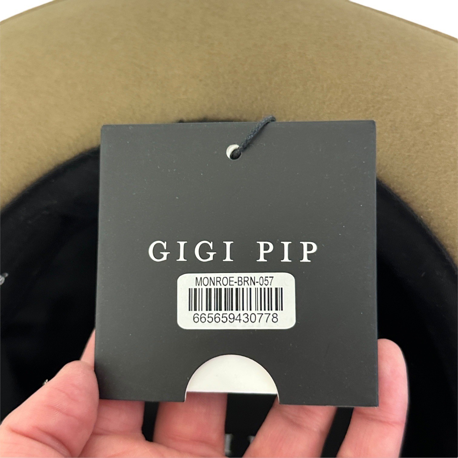 Gigi Pip Monroe Rancher Felt Fedora Hat Brown Brim Australian Wool New NWT Sz 57