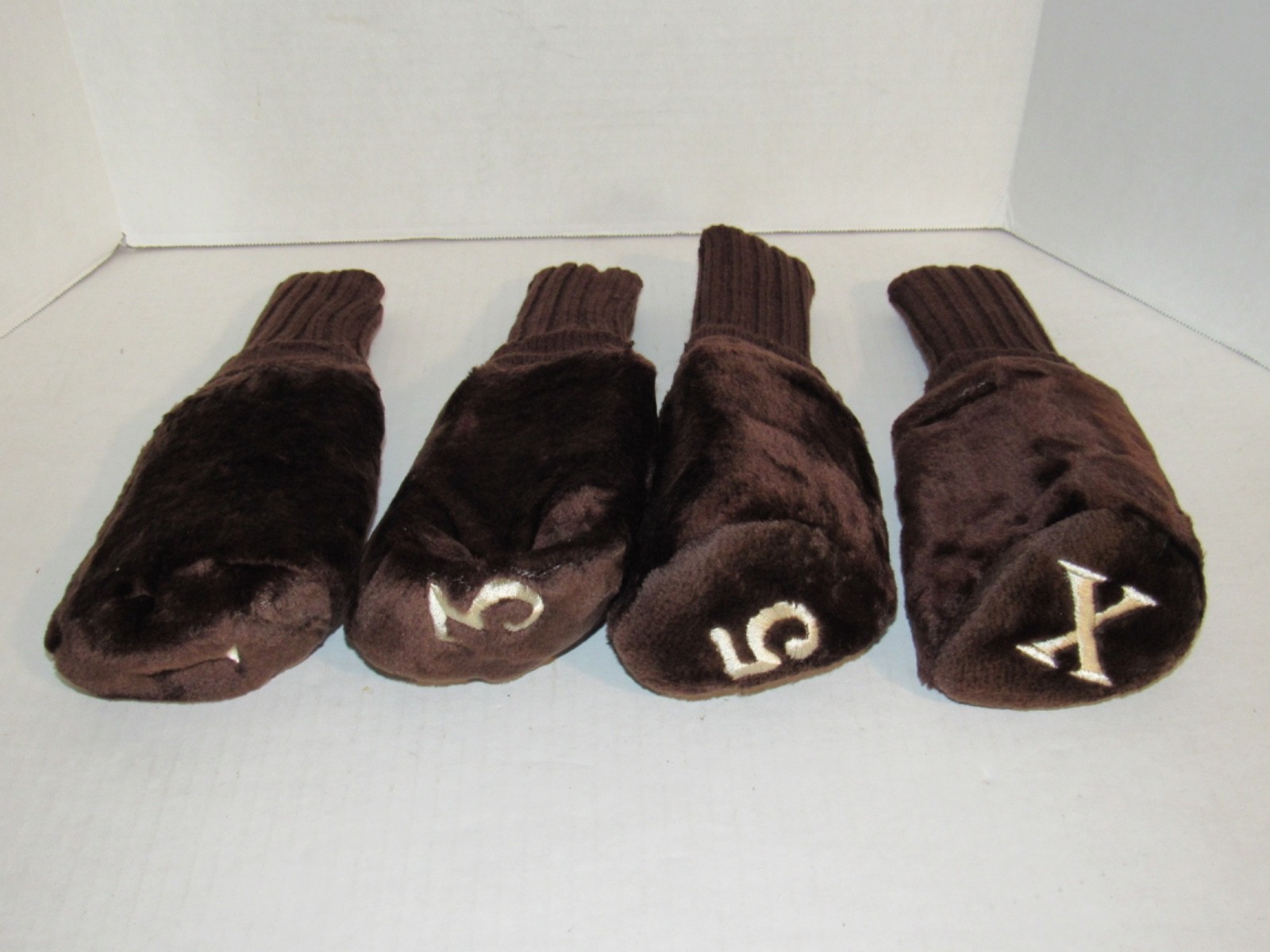 Vintage NEW Quality Sports 4 Pcs Set Brown Graphite Golf Club Headcovers 1 3 5 X