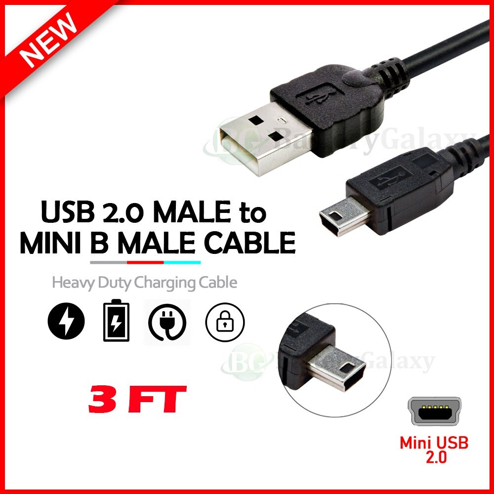 USB 2.0 A to Mini B 5-Pin USB Male Data Sync Charger Cable PC GPS Camera DS PS3