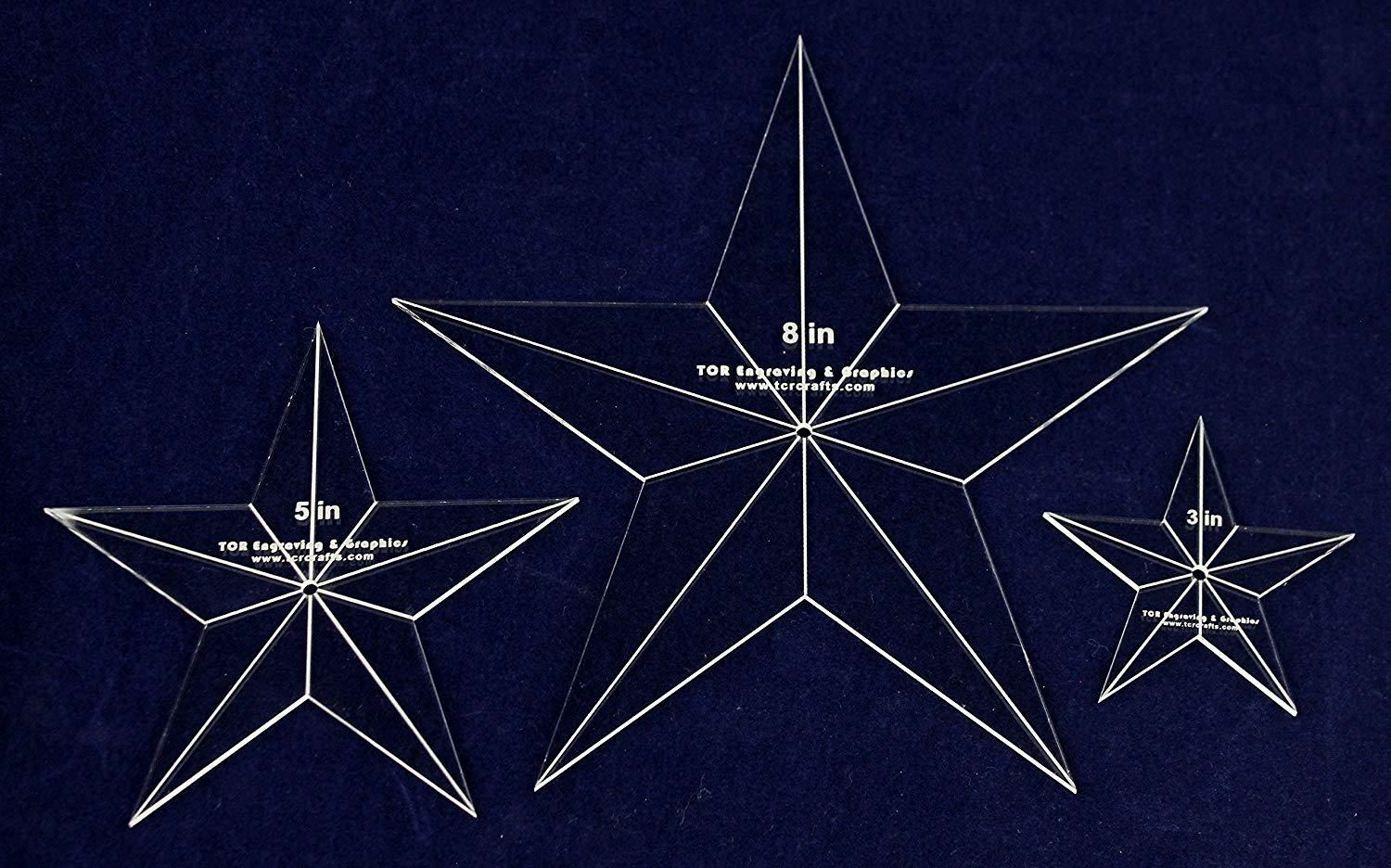 Star Quilt Templates. 3,5,8 Inches - Clear 1/8 Inch Thick Acrylic
