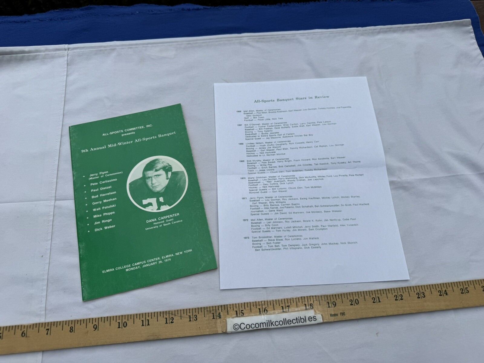 1974 Mid Winter All Sports Banquet Program Elmira NY Dana Carpenter Football Cv