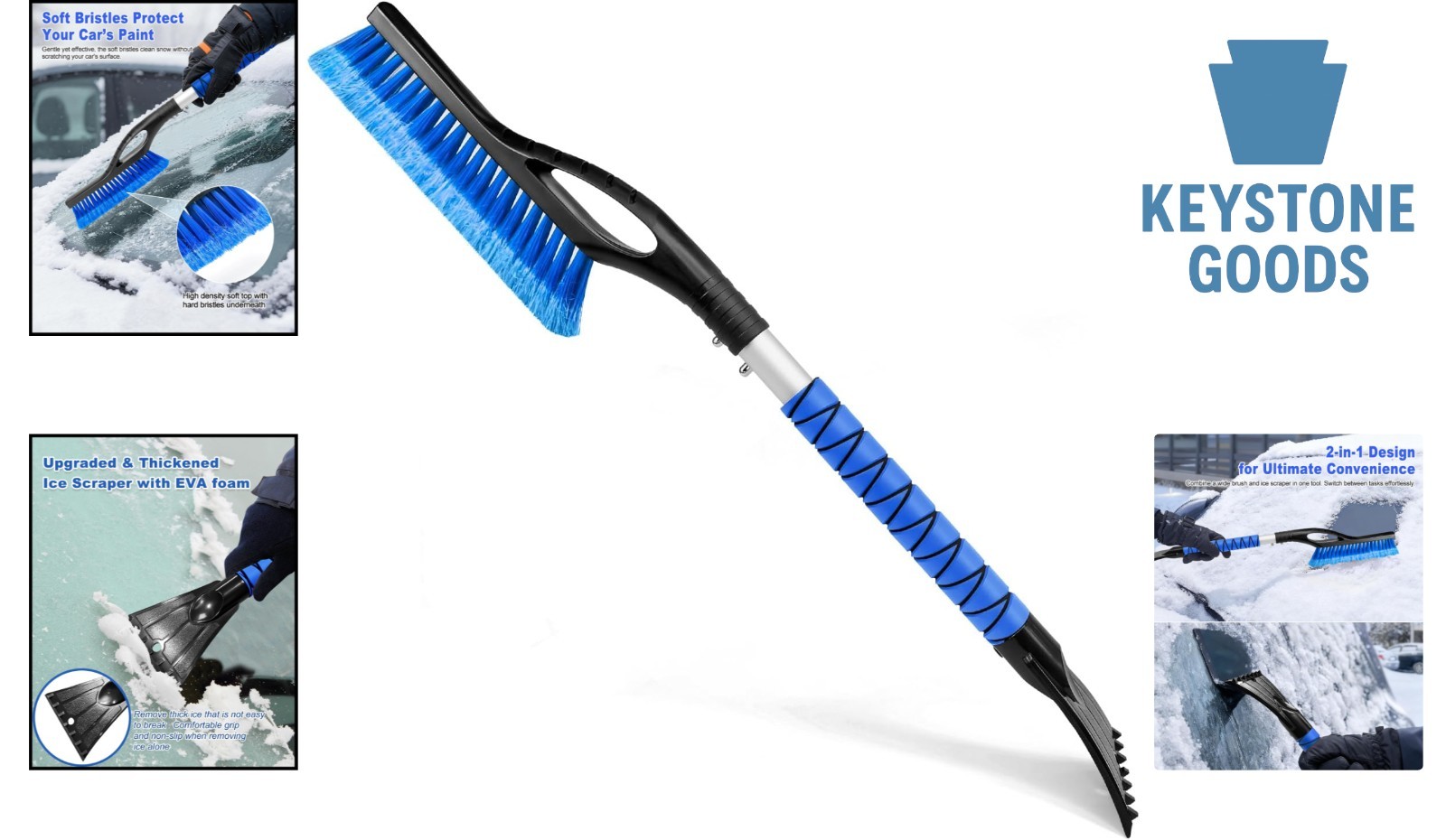 27-Inch Extendable Snow Brush & Ice Scraper for Car Windshield