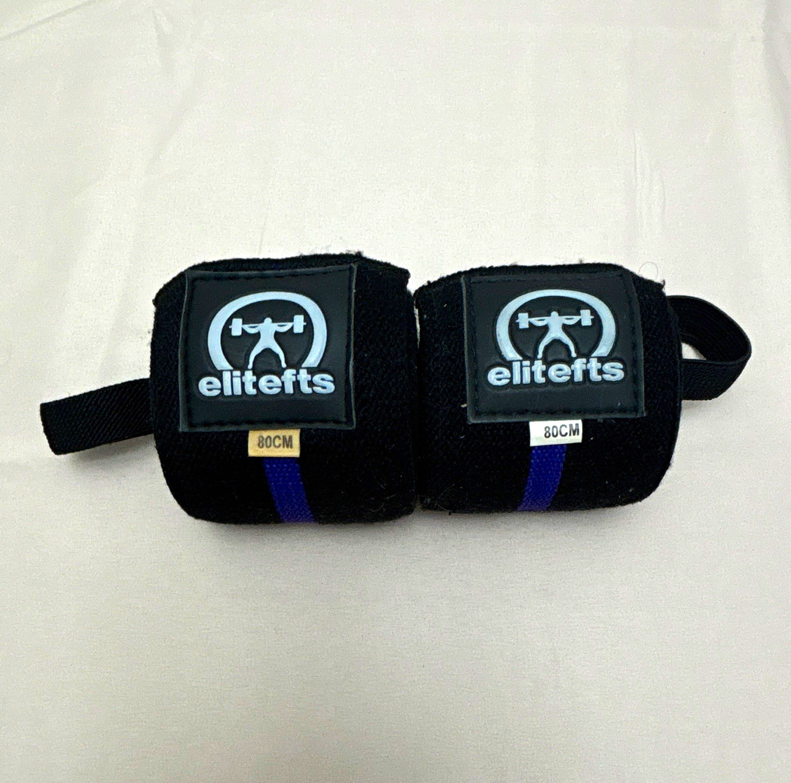 EliteFTS Adjustable Wrist Wraps 80cm Black/Purple Pair (2) for Weight Lifting