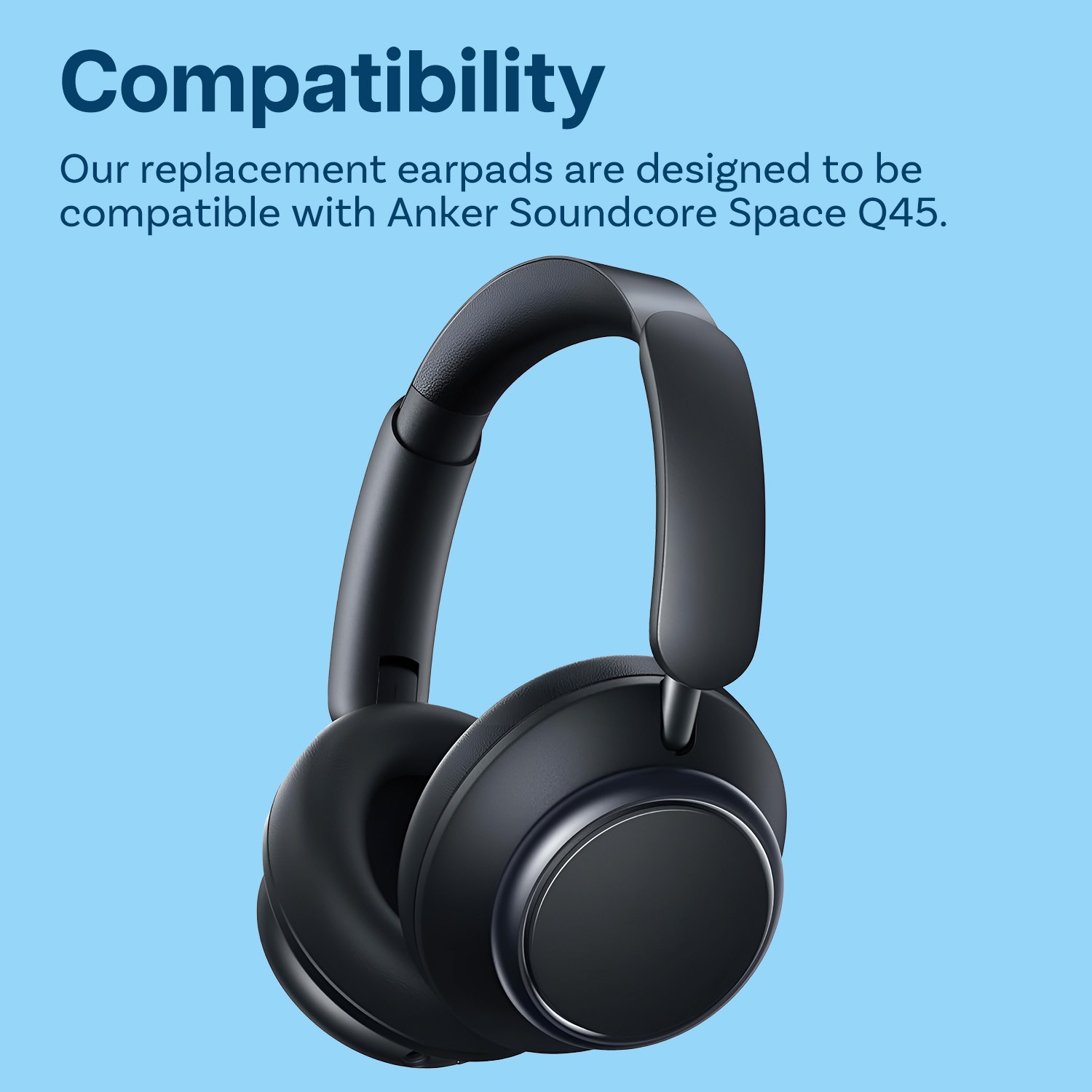 Replacement Ear Pads for Anker Soundcore Space Q45 - Protein PU Black
