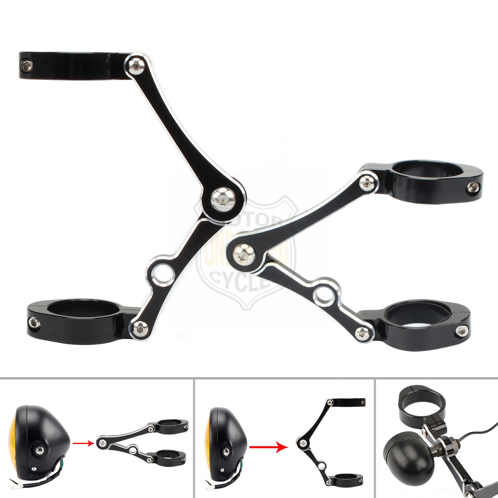 33mm~58mm 1 Pair Front Fork Headlamp Brackets Headlight Mount Holder Clamp